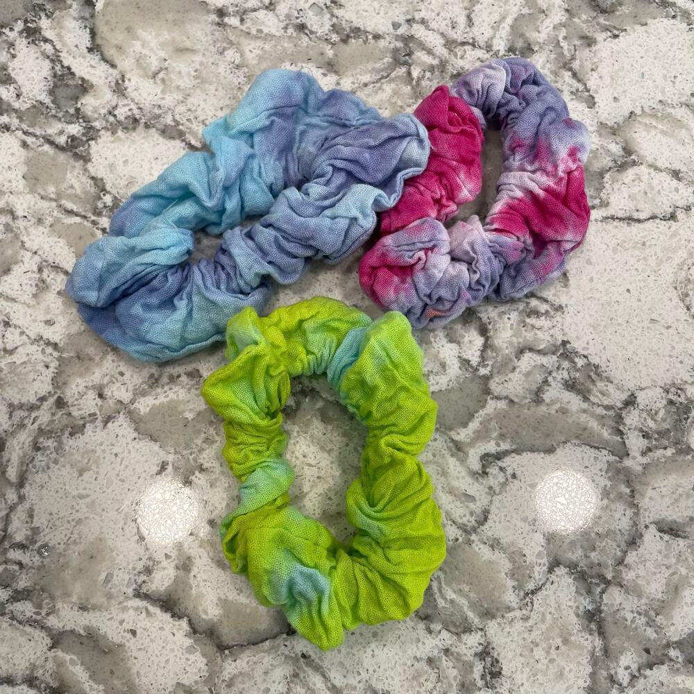Set of 3 hand tie dyed scrunchies